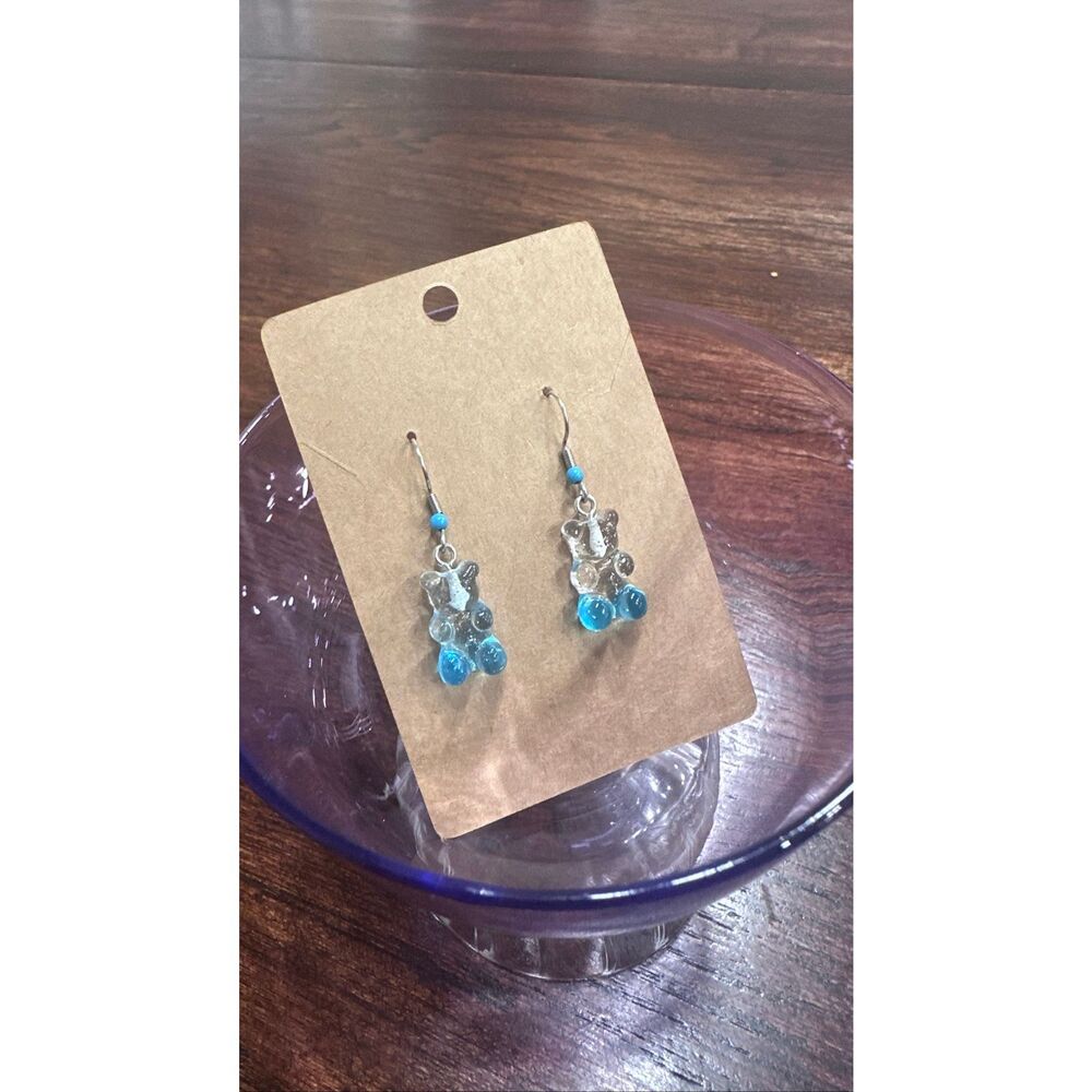 Blue 90’s Vibes Gummy Bear Dangle Drop Earrings New